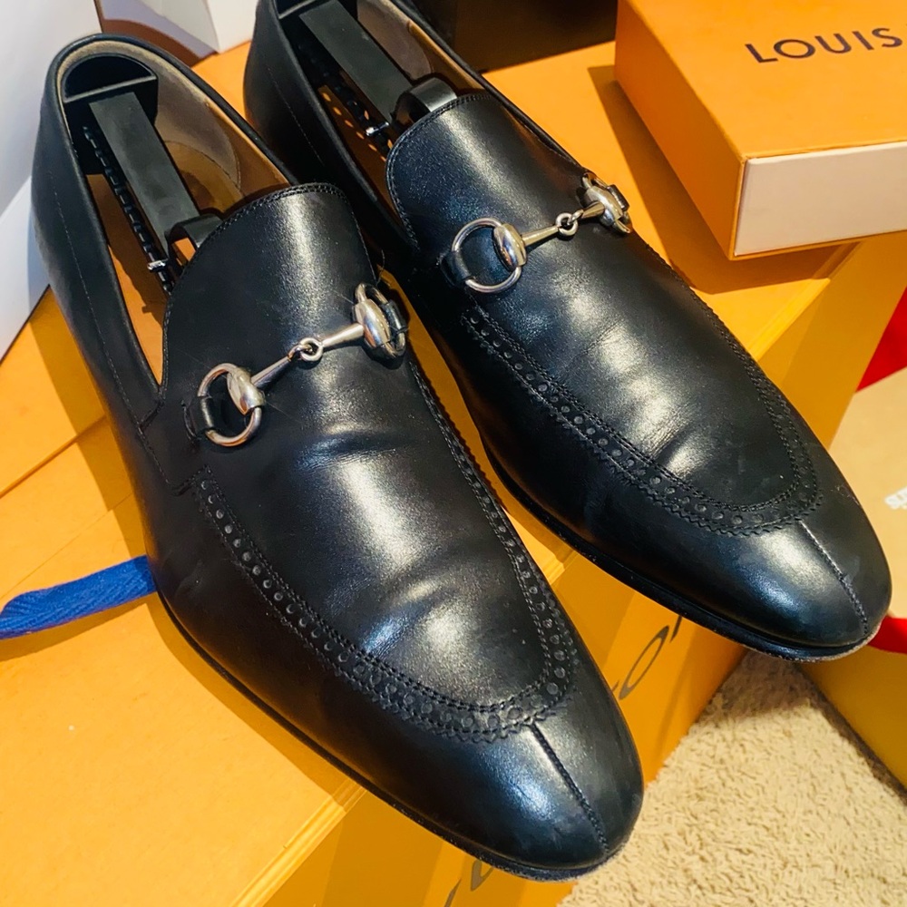 Gucci Black Leather Men's Loafers 7 1/2 or men’s 41 fit